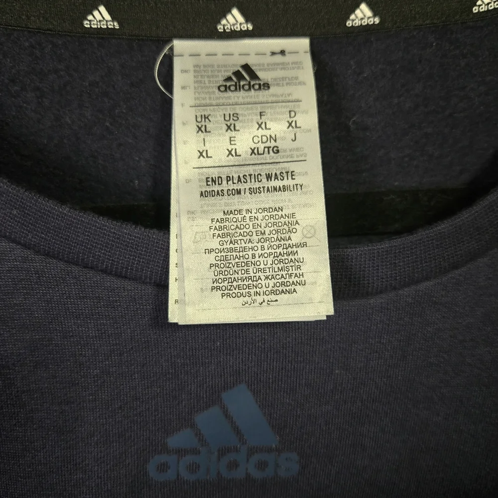 Adidas Men's Long Sleeve 3 Stripe Fleece Crew Sweatshirt Pullover ~Size‎ XL